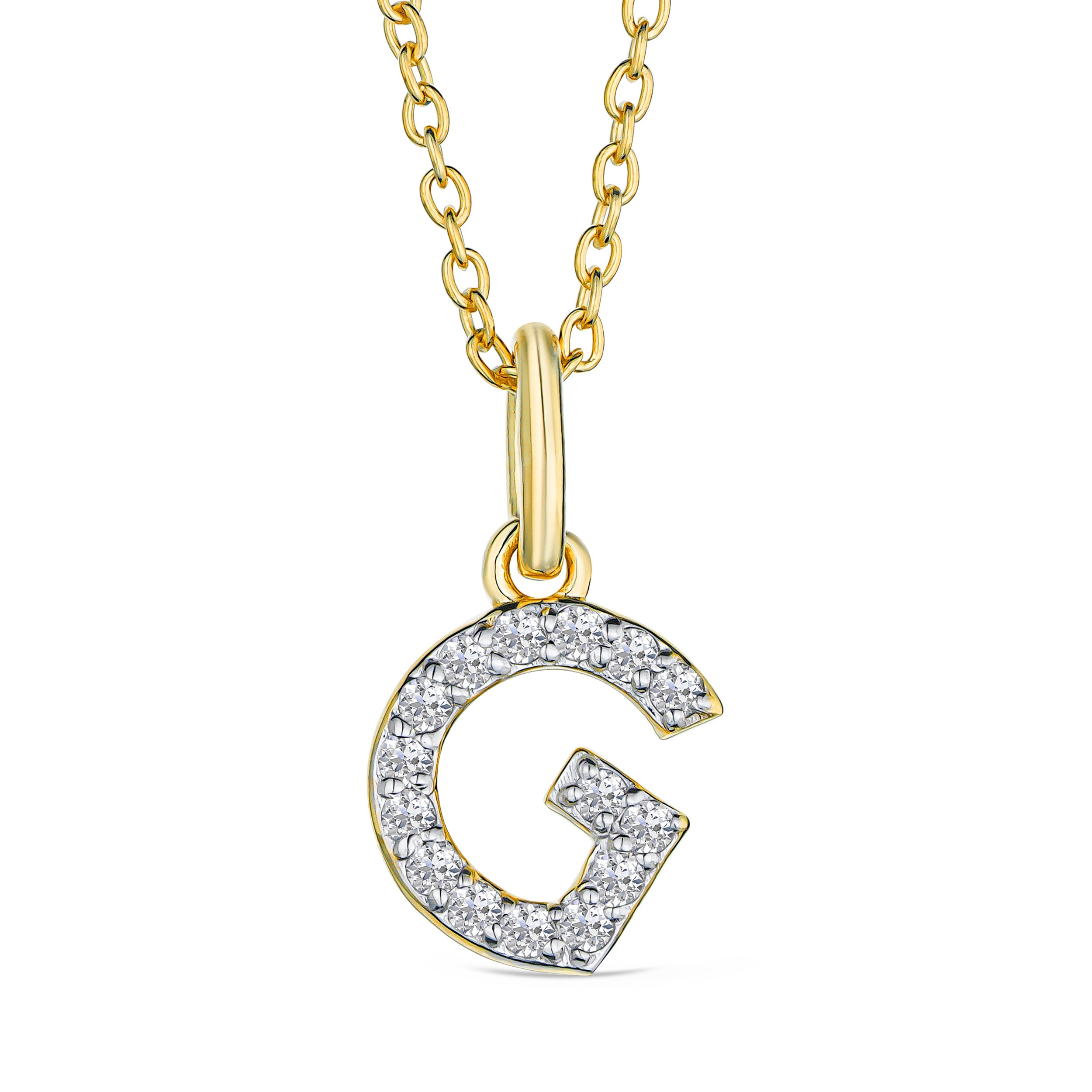 Love Letter Initial G Lab Diamond Necklace set in 18K Gold Vermeil